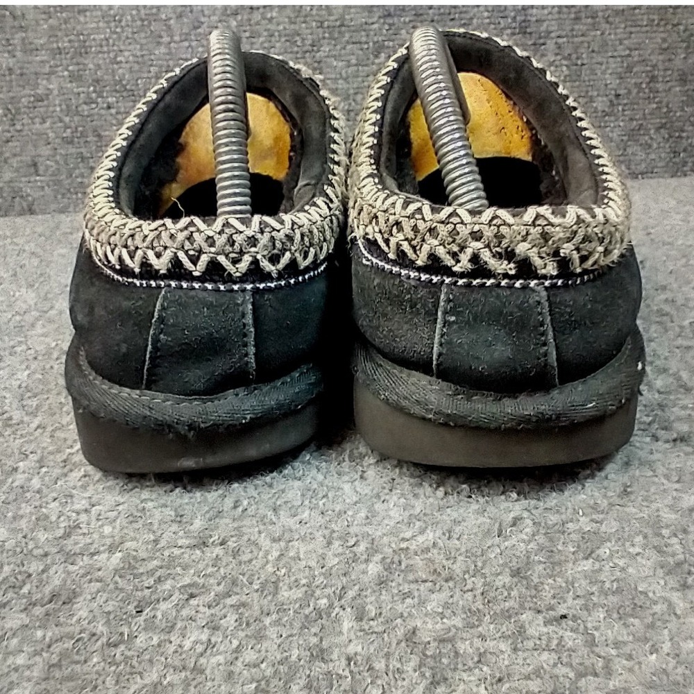 UGG Tasman Slipper Women Size 10 Black Suede Shearling Lined Embroidered Braid - Picture 4 of 12